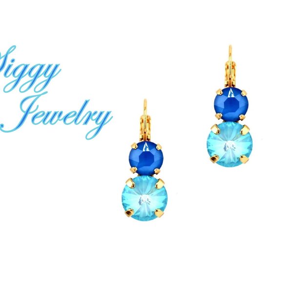 Aqua Allure Double Drop Crystal Earrings in Gold Plated Lever Back Settings - Picture 7 of 7